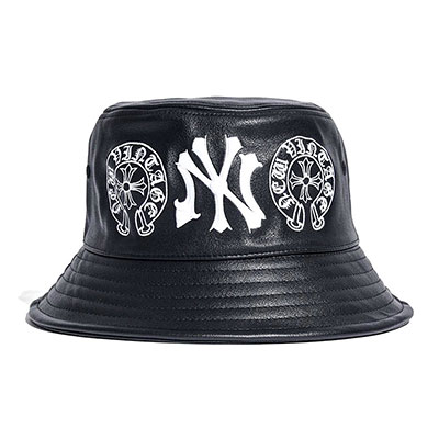 NEW VINTAGE(ニュービンテージ)/ CHROME YORK EMBLEM LEATHER BUCKET HAT -BLACK-