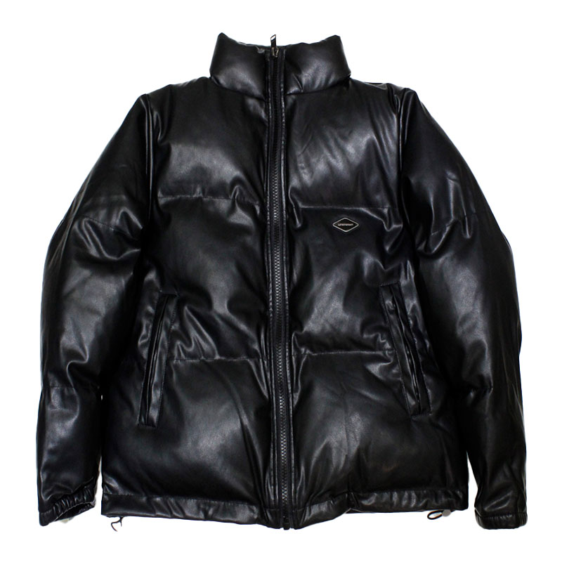 UNKNOWN LONDON(アンノウンロンドン)/ METAL STUDDED PU LEATHER PUFFER JACKET -BLACK-