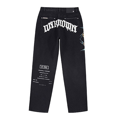 UNKNOWN LONDON(アンノウンロンドン)/ PATCHED BAGGY DENIM -BLACK-