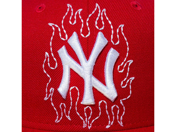 59FIFTY ニューヨーク・ヤンキース ステッチング ファイアーステッチ スカーレット グレーアンダーバイザー -RED-