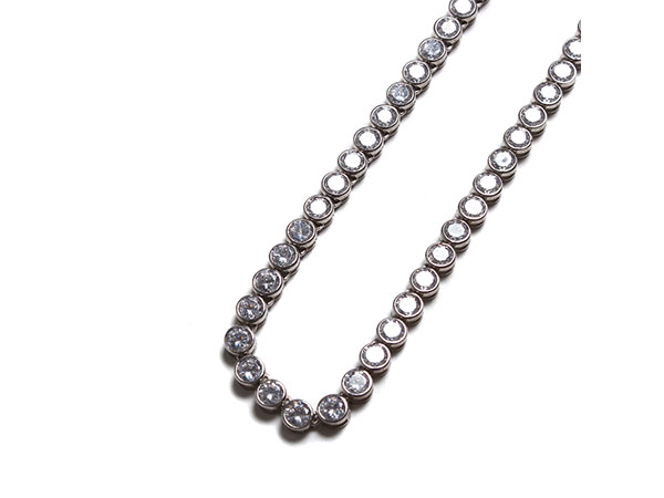 NO BRAND(ノーブランド)/ SILVER RHINESTONE NECKLACE -45cm-