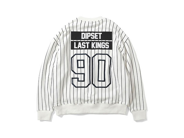 THE DIPLOMATS(ザ ディプロマッツ)/ THE DIPLOMATS×LAST KINGS U.N.I.T.Y PINSTRIPE CREWNECK SWEATER -WHITE-