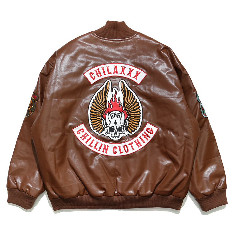 Chilaxxx(チラックス)/ BIKER GANG ECO LEATHER JACKET -BROWN