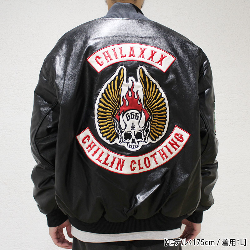 価格は安く Chilaxxx/BIKERGANG ECO LEATHERJACKET革ジャン スタジャン