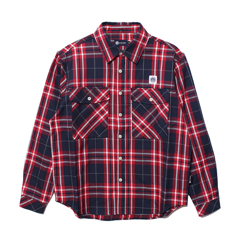 HOODED CHECK SHIRT -RED-