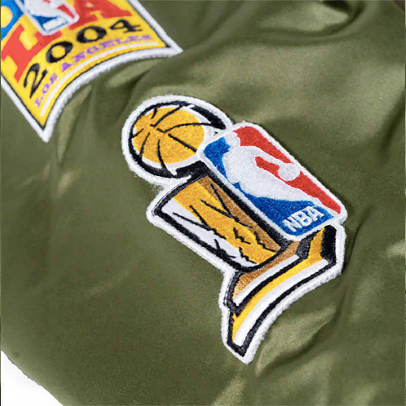 MITCHELL&NESS(ミッチェル＆ネス)/ SATIN BOMBER JACKET LOS ANGELES LAKERS -OLIVE-