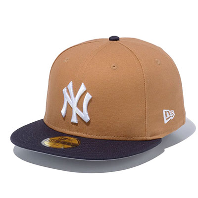 59FIFTY MLB DUCK CANVAS NEW YORK YANKEES ライトブロンズ ネイビーバイザー -BROWN-(73/8(58.7cm))