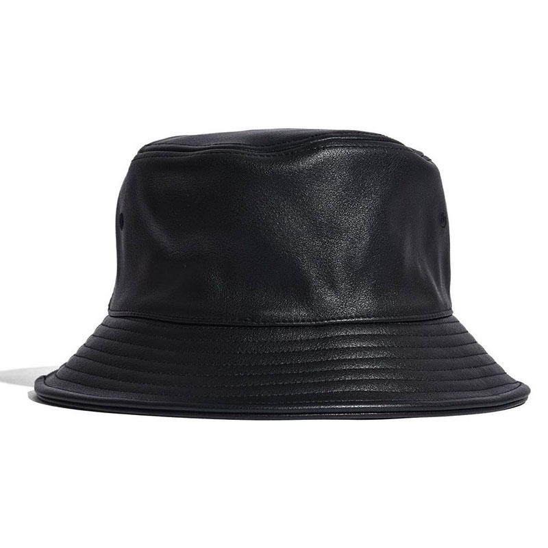 NEW VINTAGE(ニュービンテージ)/ CHROME YORK EMBLEM LEATHER BUCKET HAT -BLACK-