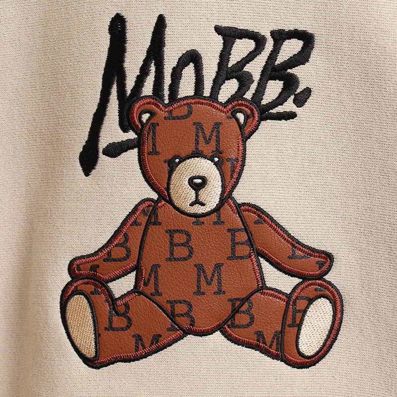 MONOGRAM ECO LEATHER BEAR HOODIE -SAND-