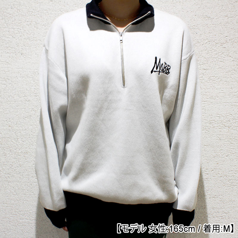 WORLD WIDE HALF ZIP KNIT -WHITE-