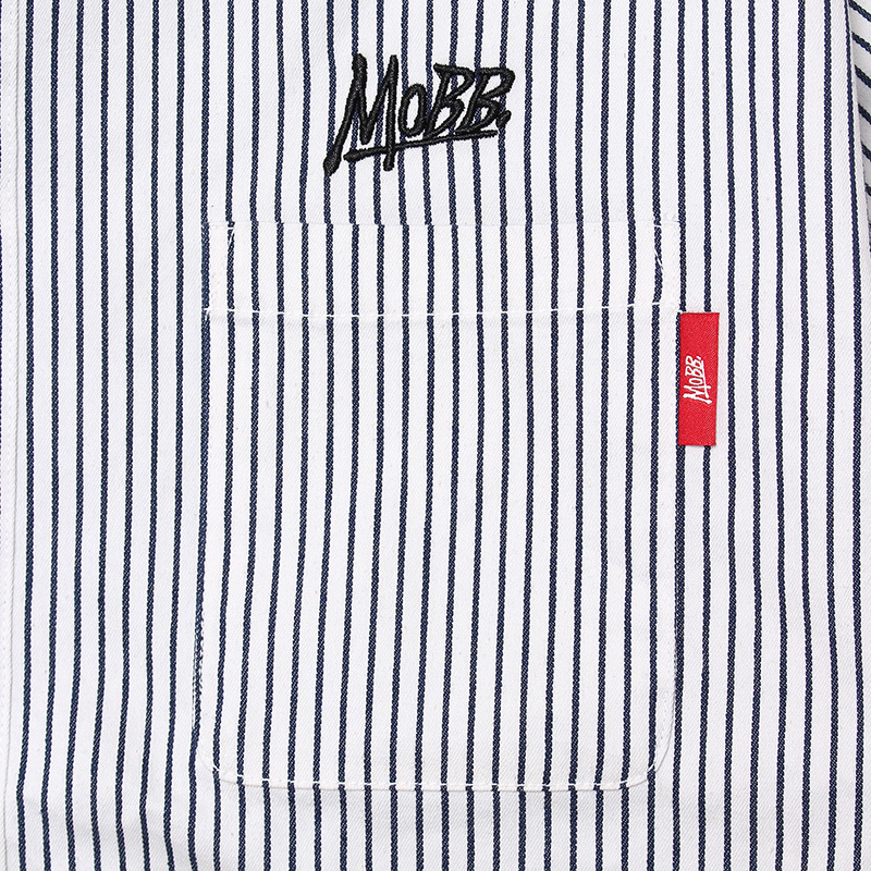 EMBROIDERY S/S SHIRT -HICKORY STRIPE-