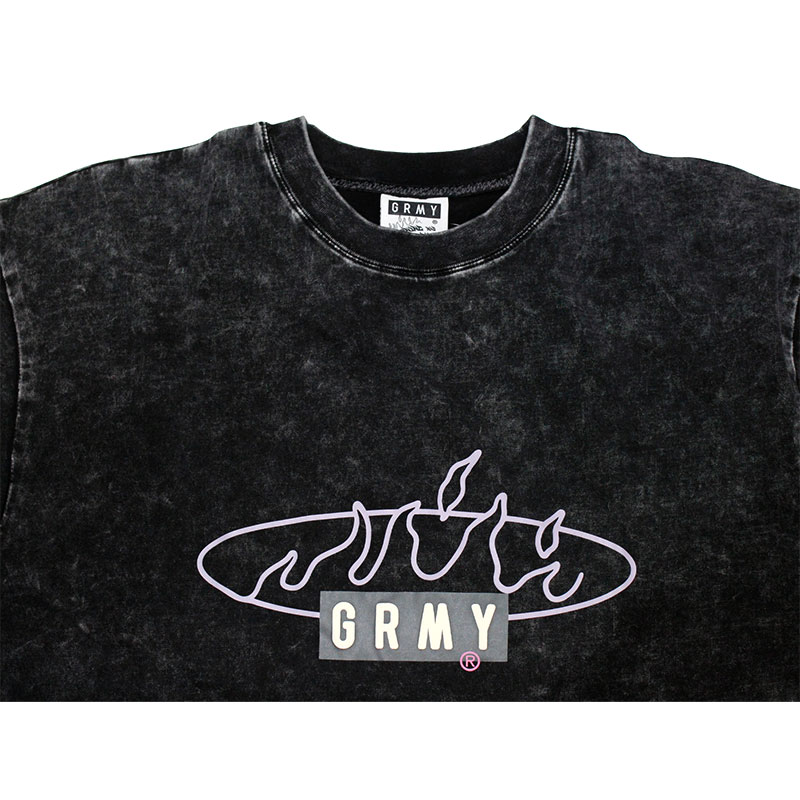 GRIMEY(グライミー)/ CLOVEN TONGUES STONE WASHED OVERSIZED TEE -BLACK-