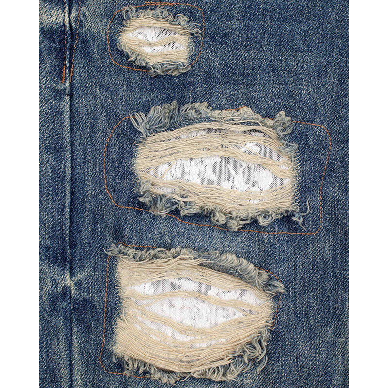 RACER WORLD WIDE（レーサーワールドワイド）/ DISTRESED LACE JEANS -BLUE-