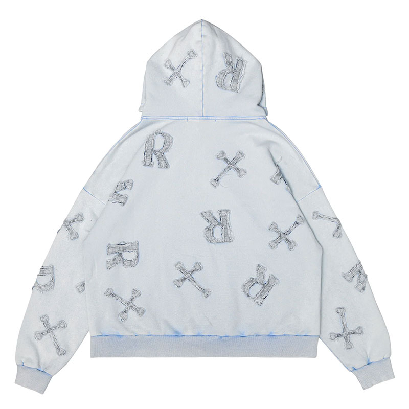 RACER WORLD WIDE（レーサーワールドワイド）/ WASHED BLUE PATCH HOODIE -LIGHT BLUE-