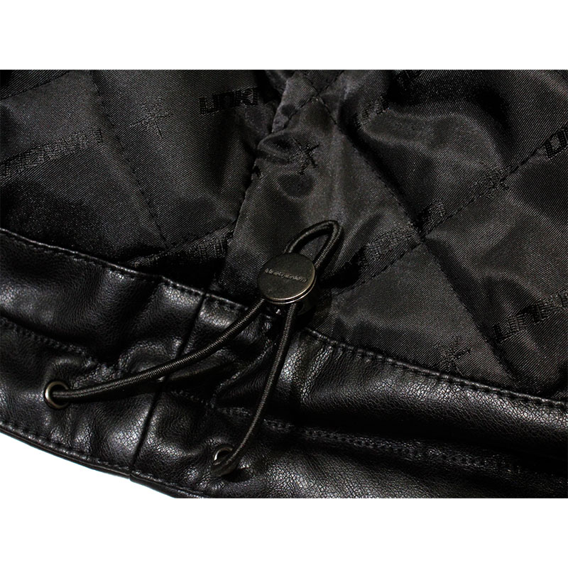 UNKNOWN LONDON(アンノウンロンドン)/ METAL STUDDED PU LEATHER PUFFER JACKET -BLACK-