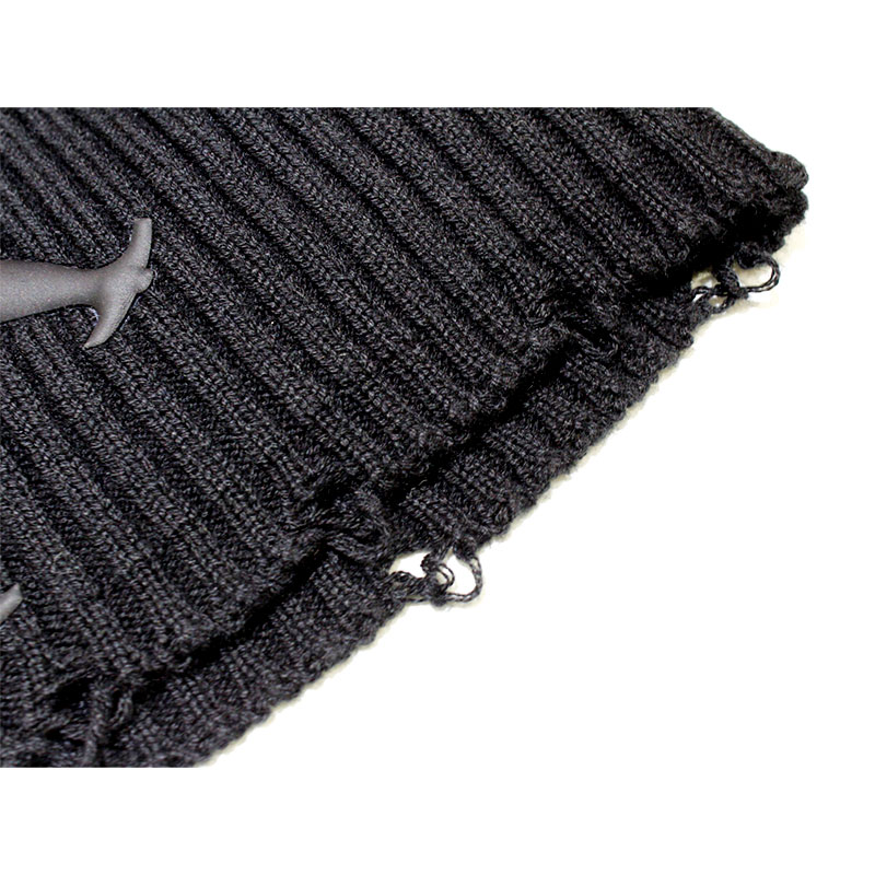UNKNOWN LONDON(アンノウンロンドン)/ DAGGER DISTRESSTED KNIT BEANIE -BLACK-