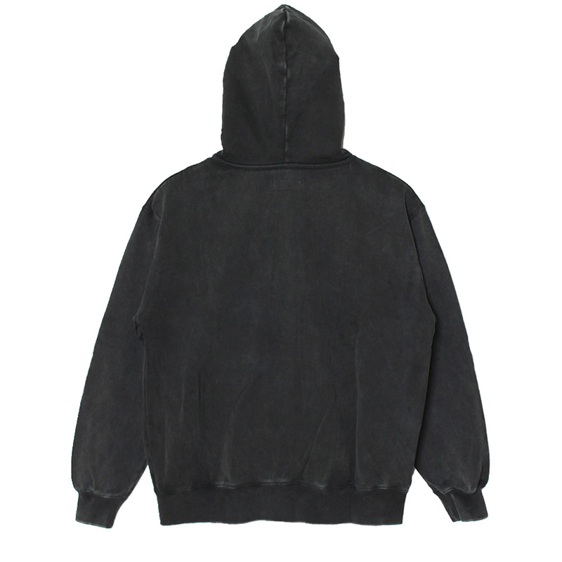 PIGMENT DYE ZIP HOODIE -BLACK-