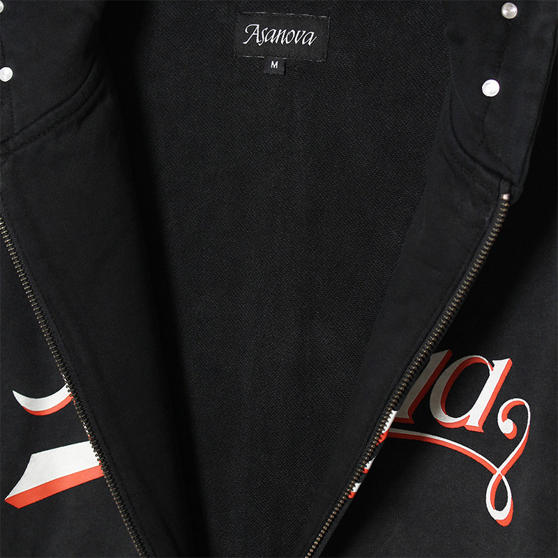 PIGMENT DYE ZIP HOODIE -BLACK-