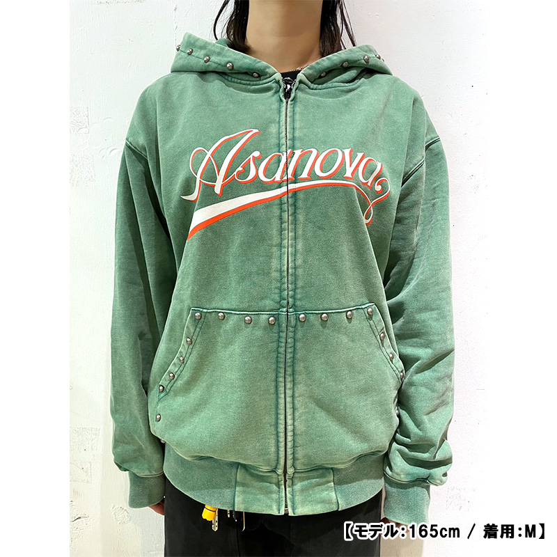 PIGMENT DYE ZIP HOODIE -GREEN-