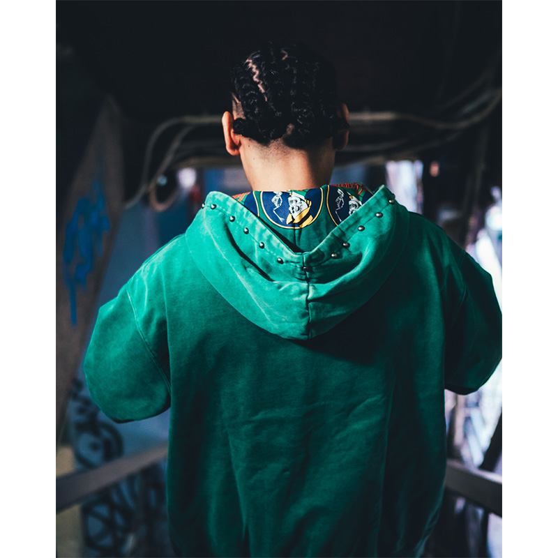 PIGMENT DYE ZIP HOODIE -GREEN-