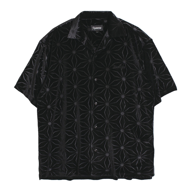 WEB VELVET SS SHIRT -BLACK-