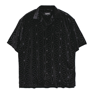 WEB VELVET SS SHIRT -BLACK-