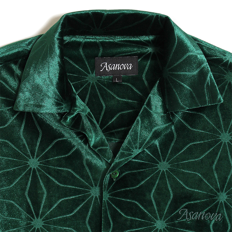 WEB VELVET SS SHIRT -GREEN-