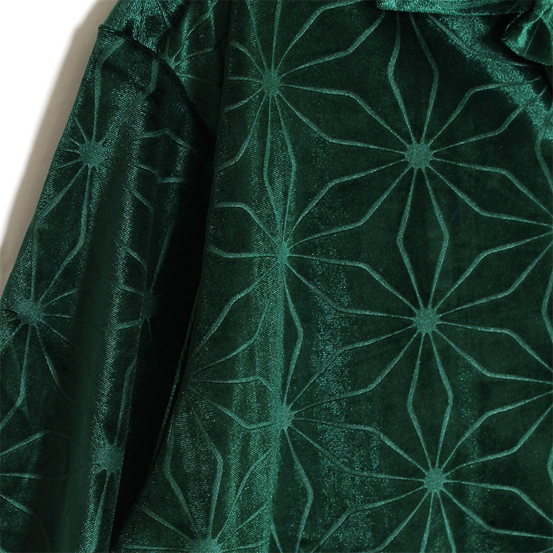 WEB VELVET SS SHIRT -GREEN-