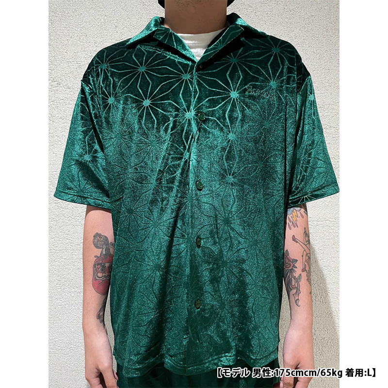 WEB VELVET SS SHIRT -GREEN-