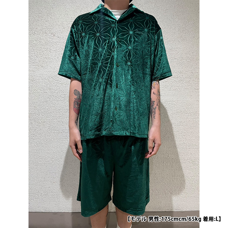 WEB VELVET SS SHIRT -GREEN-