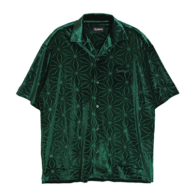 WEB VELVET SS SHIRT -GREEN-