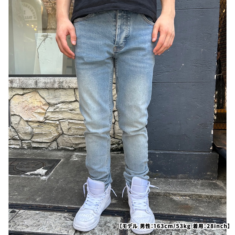 FADED SKINNY DENIM -W.INDIGO-