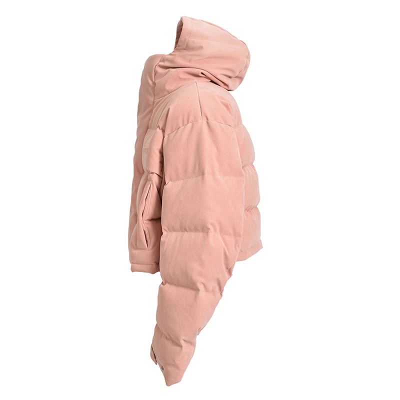 FAUX SUEDE SHORT HOODIE DOWN -PINK-