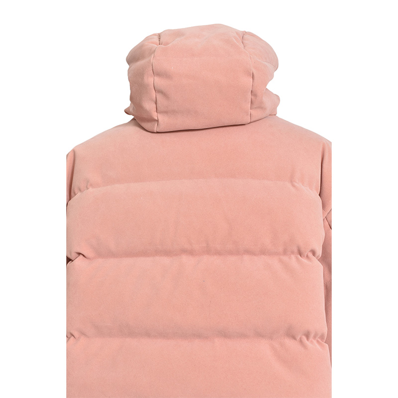 FAUX SUEDE SHORT HOODIE DOWN -PINK-