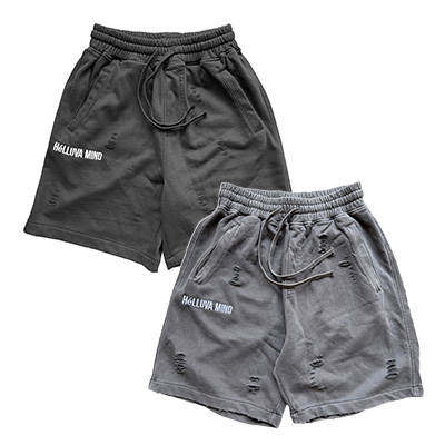 OG EMB DAMEGE SWEAT SHORTS -2.COLOR-