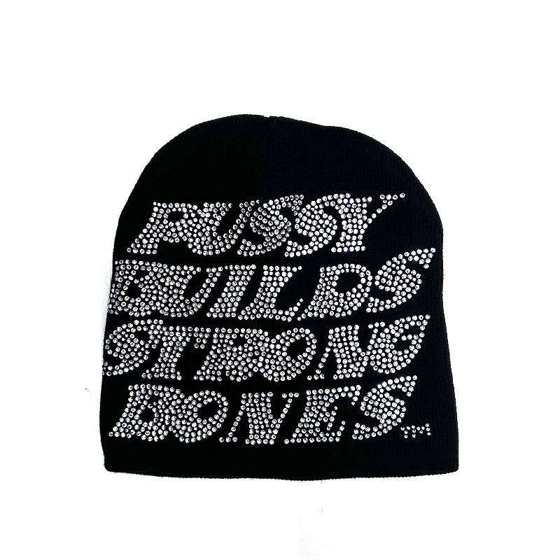 RHINESTONE PBSB BEANIE -BLACK-