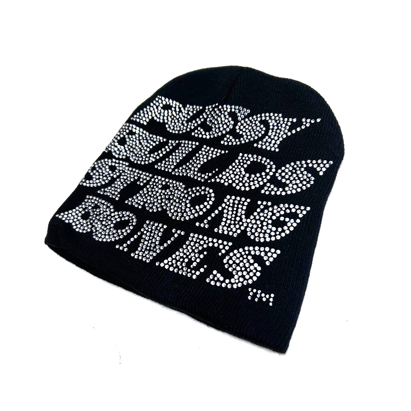 RHINESTONE PBSB BEANIE -BLACK-