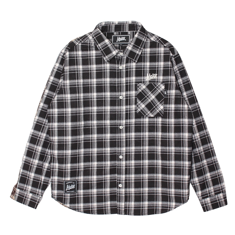 CHECK L/S SHIRT -BLACK-