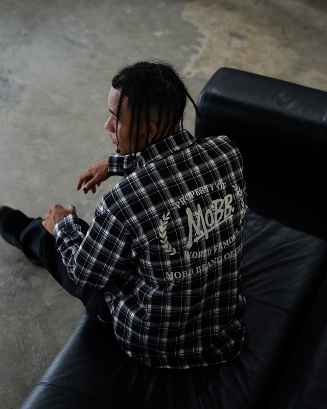 CHECK L/S SHIRT -BLACK-