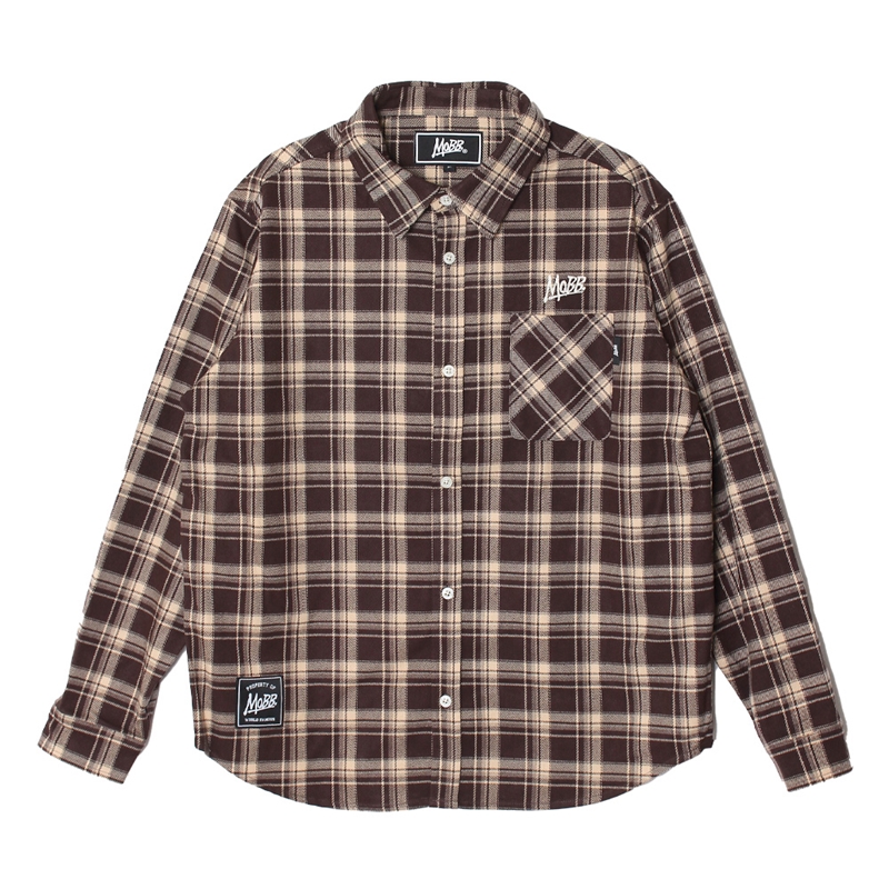 CHECK L/S SHIRT -BROWN-