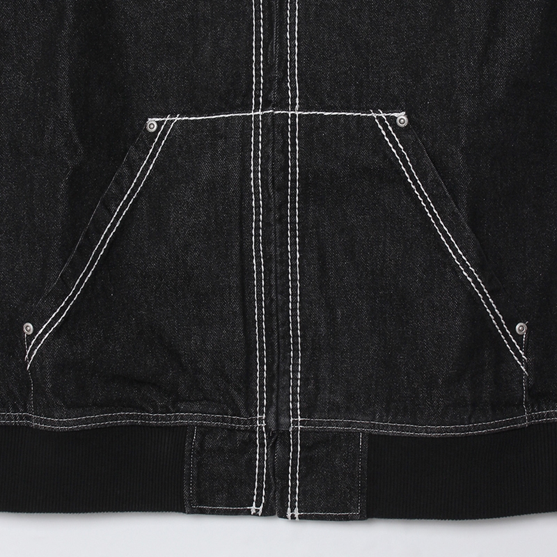 FAT STITCH DENIM JACKET -BLACK-