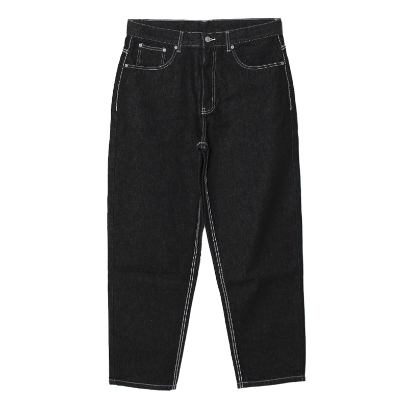 FAT STITCH DENIM PANTS -BLACK-