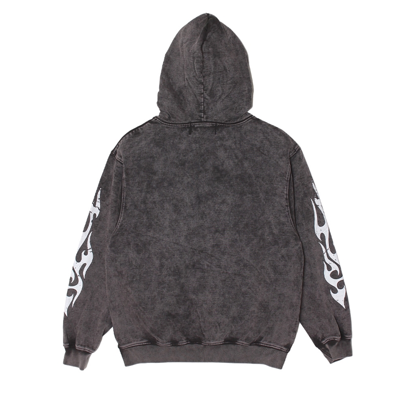 FLAME PIGMENT HOODIE -BLACK-