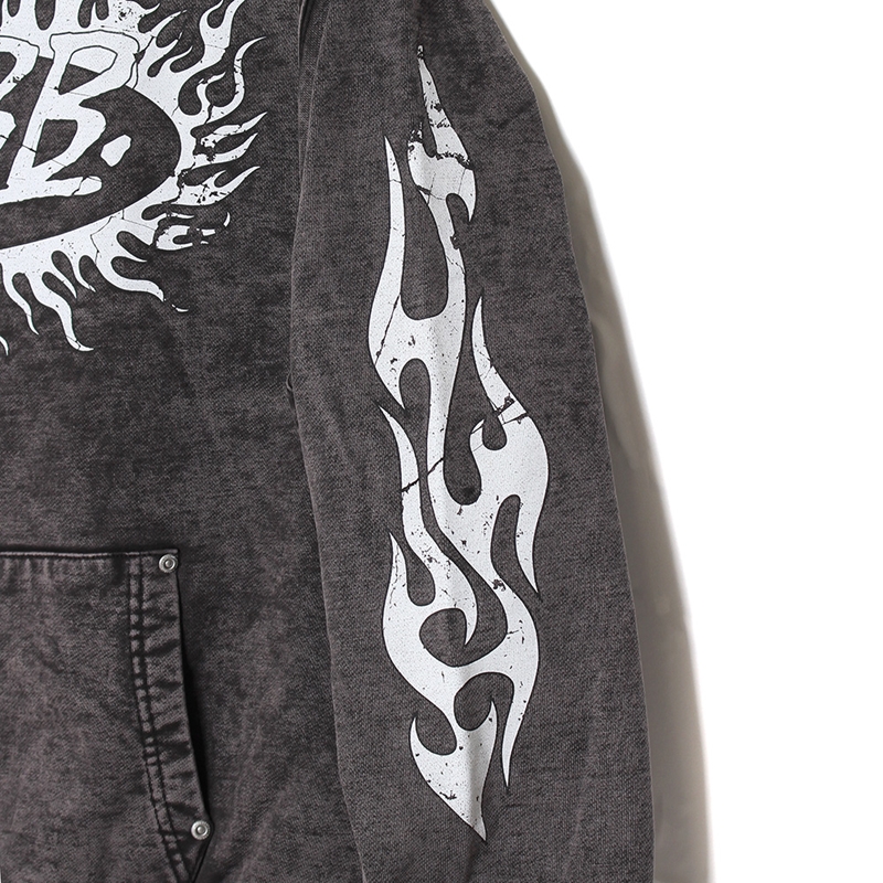 FLAME PIGMENT HOODIE -BLACK-