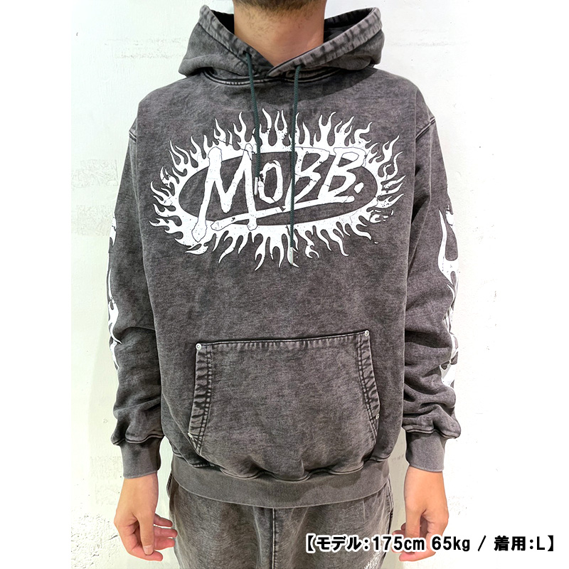 FLAME PIGMENT HOODIE -BLACK-