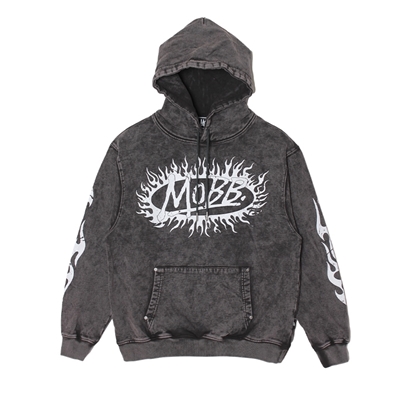 FLAME PIGMENT HOODIE -BLACK-(XL)