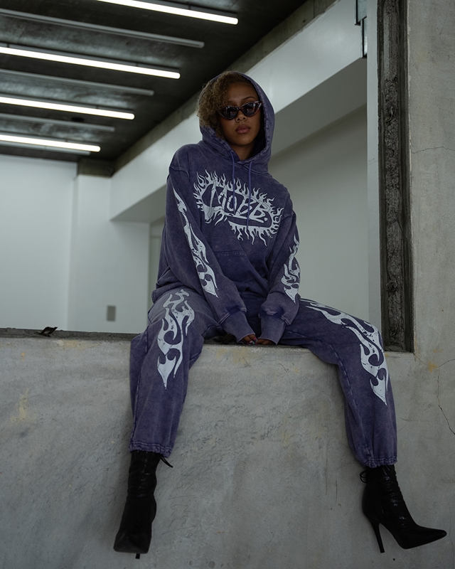 FLAME PIGMENT HOODIE -PURPLE-