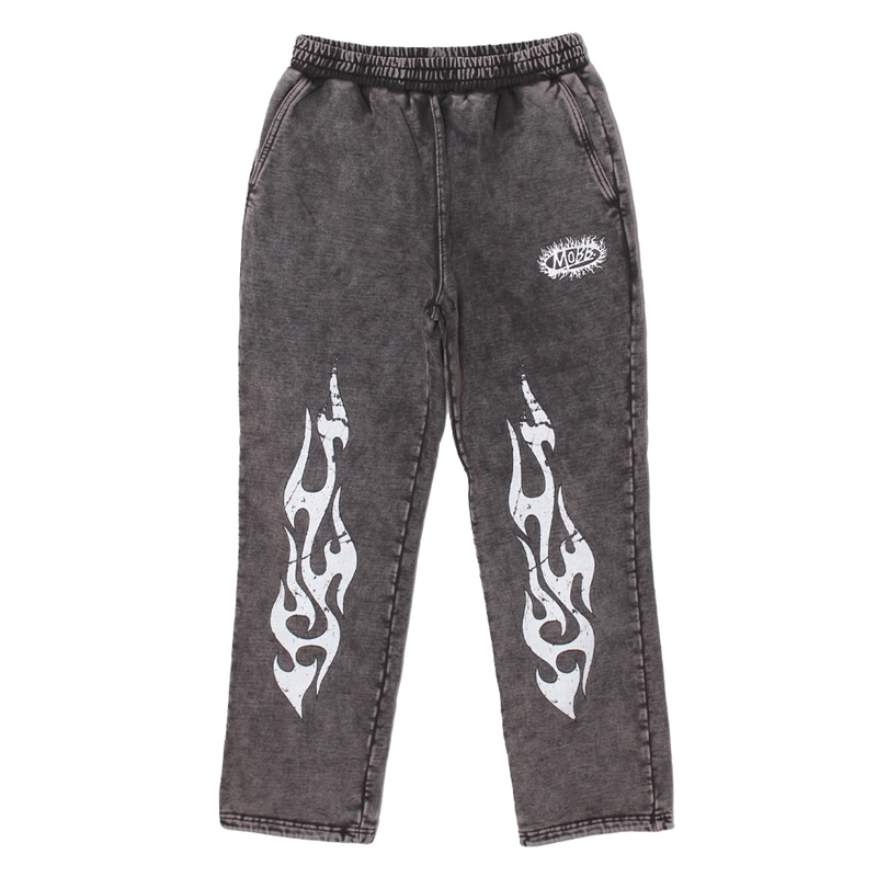 FLAME PIGMENT PANTS -BLACK-