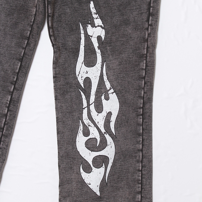 FLAME PIGMENT PANTS -BLACK-