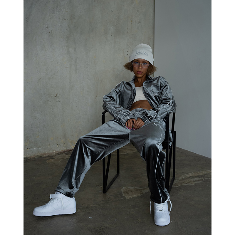 VELOR TRACK PANTS -GRAY-